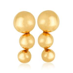 Brinco Ear Cuff De Ouro 18k Elos Esferas Interligadas