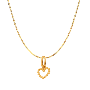 Colar De Ouro 18k Coração Mini Detalhe De Esferas 40cm