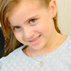 Pingente Infantil Coração De Virgem Maria De Ouro 18K