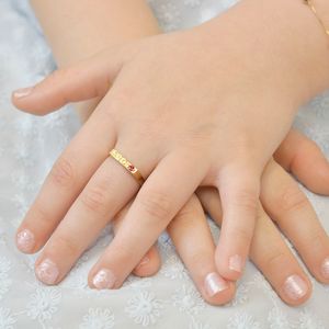 Anel ABC Infantil De Ouro 18K E Pedra De Zircônia Rosa