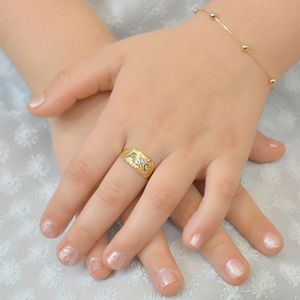 Anel ABC Infantil De Ouro 18K Bicolor