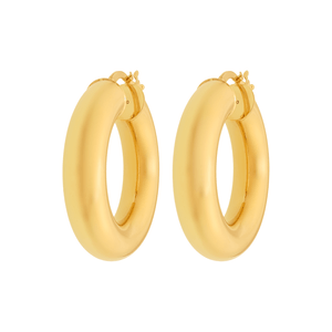 Brinco Argola De Ouro 18K Elos Fio Redondo