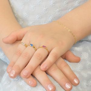 Anel Infantil De Ouro 18k Com Zircônia Rubi