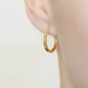 Brinco Argola De Ouro 18K 20mm Fio Quadrado