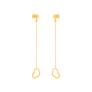 Brinco Esfera E Coração Vazado De Ouro 18K
