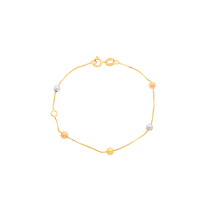 Pulseira Infantil De Ouro 18k Com Esferas Tricolor