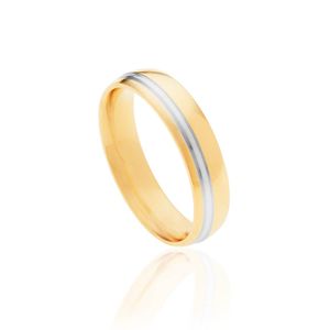 Aliança Ouro Amarelo Com Detalhe Branco