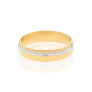 Aliança Ouro Amarelo Com Detalhe Branco