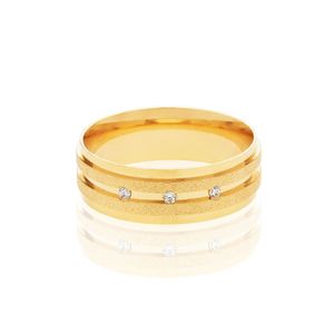 Aliança Ouro 18k Fios Elegantes E Diamantes