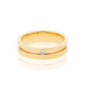 Aliança Ouro 18k Fios Suprema E Diamantes