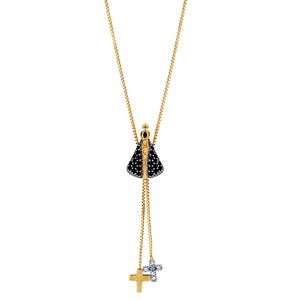Colar De Ouro 18k Nossa Senhora Aparecida Ajustável