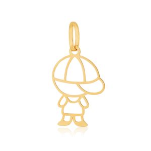 Pingente De Ouro 18K Filhos Menino Vazado 16MM