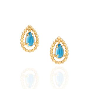 Brinco Ouro E Topázio Swiss Gota - Coleção Essência