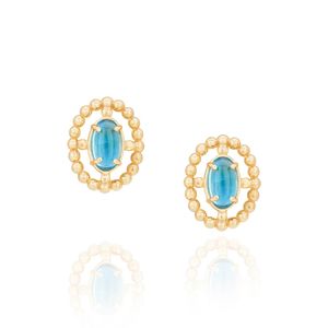 Brinco Ouro E Topázio Swiss Oval - Coleção Essência