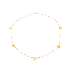 Colar De Ouro 18K Corações Polidos 45cm