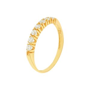 Anel Meia Aliança De Ouro 18k Com Zircônias Brancas
