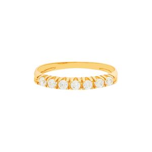 Anel Meia Aliança De Ouro 18k Com Zircônias Brancas