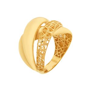 Anel  De Ouro 18k Três Fios Detalhe Vazado