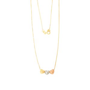 Colar De Ouro 18k Tricolor com Corações Pequenos 45cm
