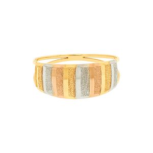 Anel De Ouro 18k Chapa Tricolor Diamantada