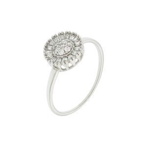 Anel De Ouro Branco 18k Pizza 8mm Zircônia