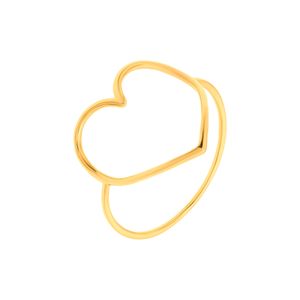 Anel Coração De Ouro 18k Grande e Curvado
