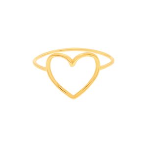 Anel Coração De Ouro 18k Pequeno e Curvado