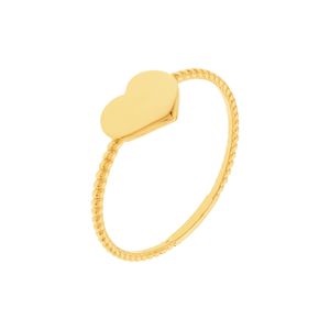 Anel De Ouro 18k Coração Com Detalhe de Mini Esferas