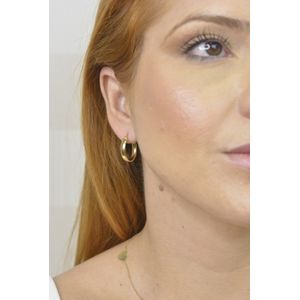 Argola De Ouro 18K Fio Abaulado 18MM