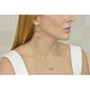 Brinco De Ouro 18k Elos 3 Esferas Pendulo