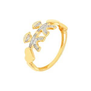 Anel De Ouro 18k Filhos Dois Meninos com Corações