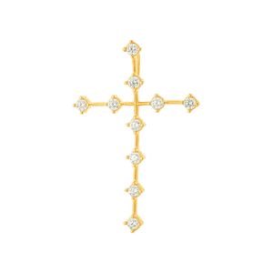 Pingente De Ouro 18K Cruz Fina com Zircônias