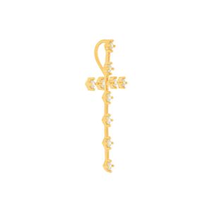 Pingente De Ouro 18K Cruz Fina com Zircônias