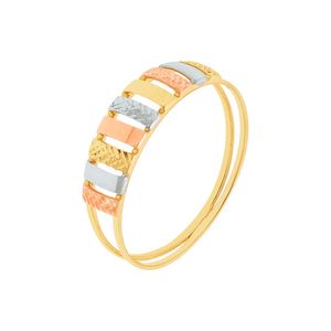 Anel De Ouro 18k Tricolor Chapa Lisa e Cruzada