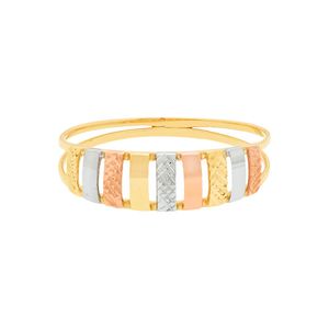 Anel De Ouro 18k Tricolor Chapa Lisa e Cruzada