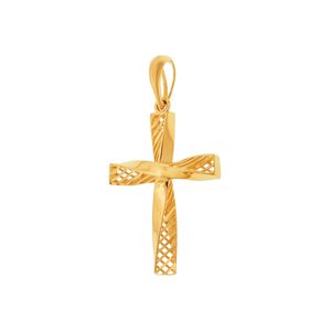 Pingente De Ouro 18k Cruz Fio Torcido
