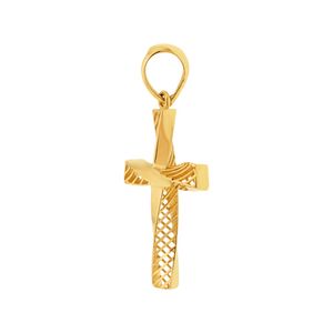 Pingente De Ouro 18k Cruz Fio Torcido