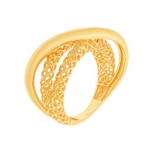 Anel De Ouro 18k Fio Entrelaçado e Telado