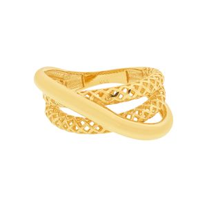 Anel De Ouro 18k Fio Entrelaçado e Telado