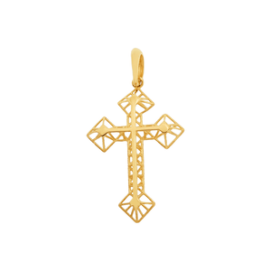 Pingente De Ouro 18k Cruz Vazada 18mm