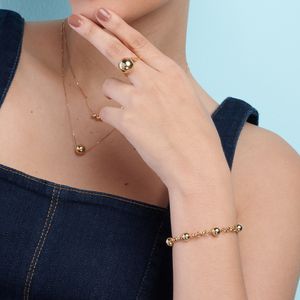 Pulseira de Ouro 18k Elo Português Com Esferas
