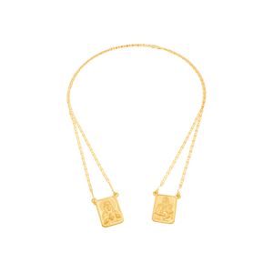 Escapulário De Ouro 18K Sagrado Coração de Jesus e N.S do Carmo Piastrine 60cm