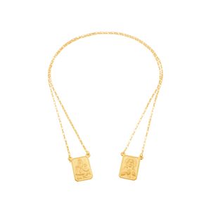 Escapulário De Ouro 18K Sagrado Coração de Jesus e N.S do Carmo Estilo Cartier 60cm