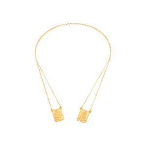 Escapulário De Ouro 18K Sagrado Coração de Jesus e N.S do Carmo Catier Fina 60cm