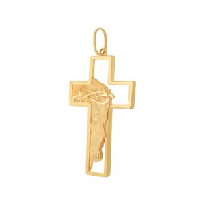 Pingente Cruz De Ouro 18k Face de Cristo