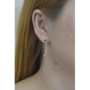 Brinco 3 Corações De Ouro Amarelo 18K