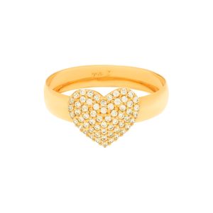 Anel De Ouro 18k Coração Chuveiro Com Galeria Vazada 9MM
