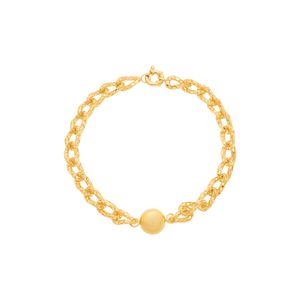 Pulseira De Ouro 18k Elos Groumet Com Esfera
