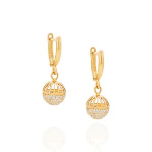 Brinco de Ouro 18k Argola com  Esfera