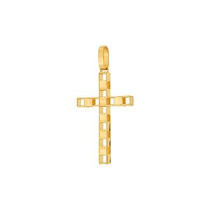 Pingente Cruz De Ouro 18k Quadrada e Vazada 27mm